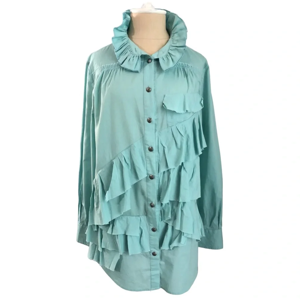 TASHA POLIZZI Ruffle Button Down Top - Picture 1 of 5